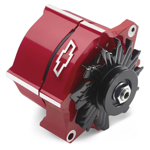 Alternator; 100 AMP; GM 1-Wire; Slant-Edge; Raised Bowtie; Red