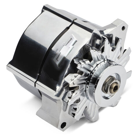 Alternator; 100 AMP; GM 1-Wire; Slant-Edge; Raised Bowtie; Polished