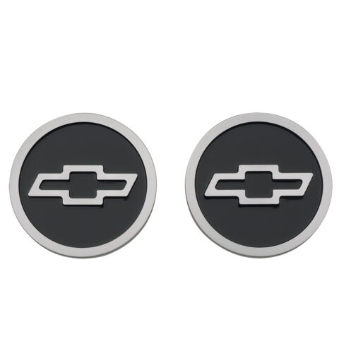Freeze Plug Inserts; Black with Raised Bowtie Emblem; For SB Chevy Engine; Pair