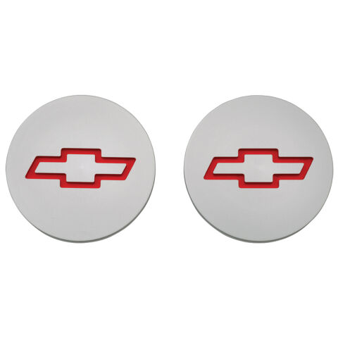Freeze Plug Inserts; Silver w/ Recessed Bowtie Emblem; For SB Chevy Engine; Pair