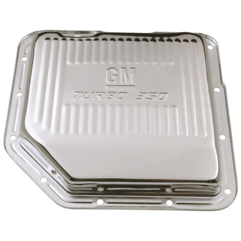 Transmission Oil Pan; GM Logo; Chrome; GM Turbo 350 Trans; Drain Plug Included