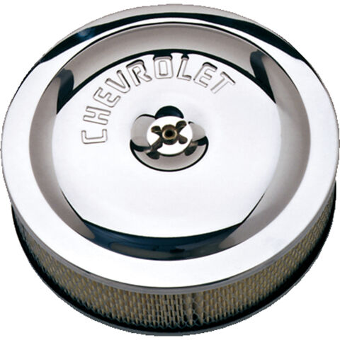 Air Cleaner Kit; Chrome; Embossed Chevy Logo; 10 In. Diameter; With Center Nut