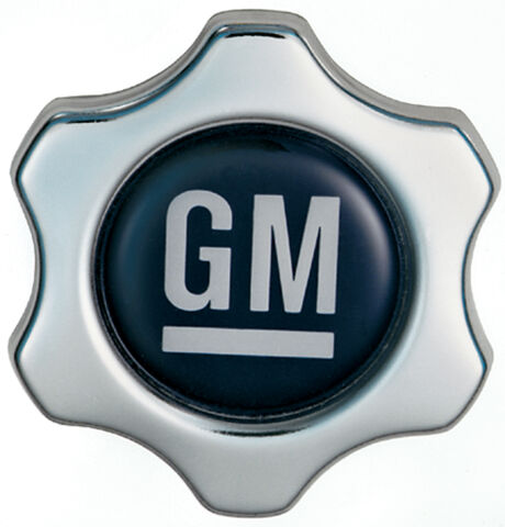 Engine Oil Filler Cap; Chevy Style Valve Cover Hole; White on Blue GM Logo