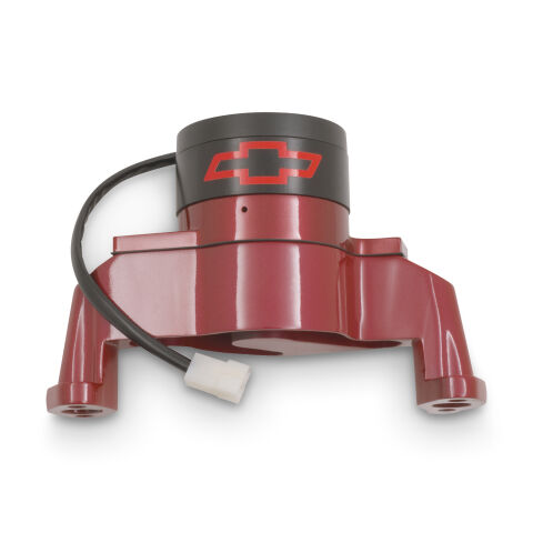 Electric Engine Water Pump; Aluminum; Red with Bowtie Logo; Fits SB Chevy
