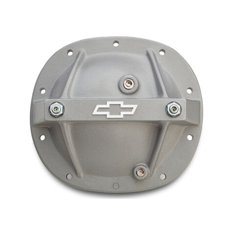 Differential Cover; Bowtie Emblem; Fits GM 7.5; Aluminum; Cast Gray Crinkle