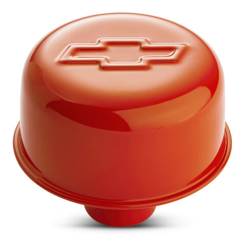 Engine Valve Cover Breather; 3 In Dia; Bowtie Logo; Push-In Style; Orange