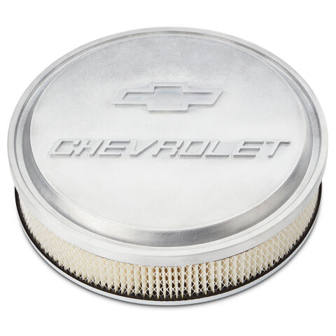 Chevrolet and Bowtie Emblem Slant-Edge Air Cleaner; 14