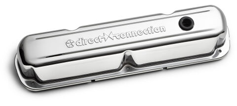 Engine Valve Covers; Steel; Chrome; Direct Cxn Logo; Fits LA/Small Block Engines