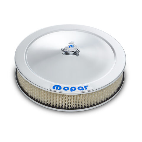 Carburetor Air Cleaner Kit; 14 Inch Diameter; Blue MOPAR Emblem; Chrome