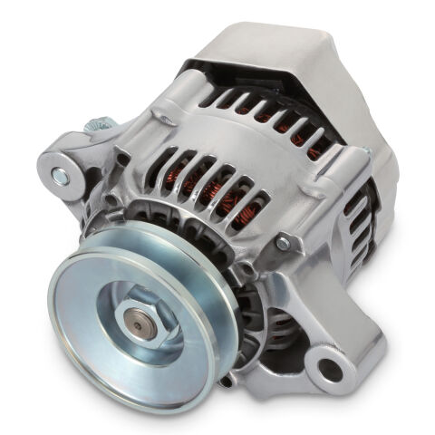 100% NEW, POLISHED, 1-WIRE MINI ALTERNATOR, GM 50 AMP.