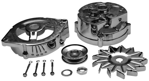 Alternator Case Kit; Chrome; Fits Fords 1965 to 1986 using a 61 AMP Alternator