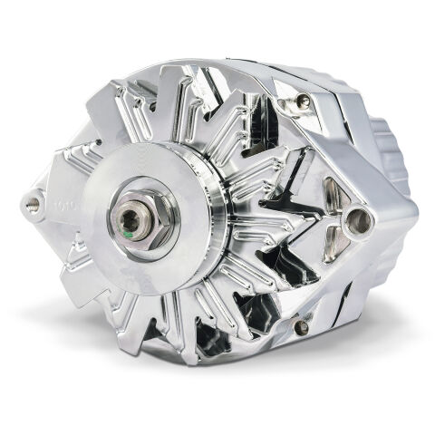 Alternator; 120 AMP; GM 1 Wire Style; Machined Pulley; Chrome Finish; 100% New