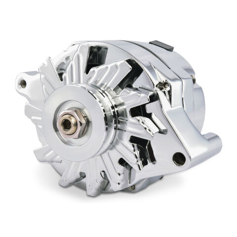 Ford Alternator; 100 AMP; 1-Wire; Machined Pulley; Chrome; 100% New