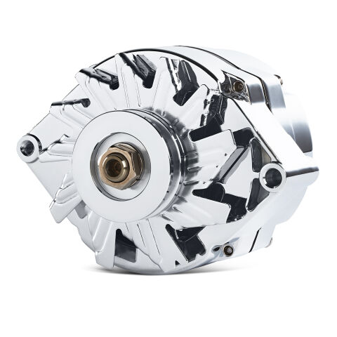 Alternator; GM 73-86 with Internal Regulator; Machined Pulley; Chrome; 100% New