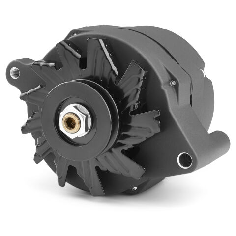 Ford Alternator; Black Crinkle; 100 AMP; 1-Wire; V-Belt Pulley; 100% New