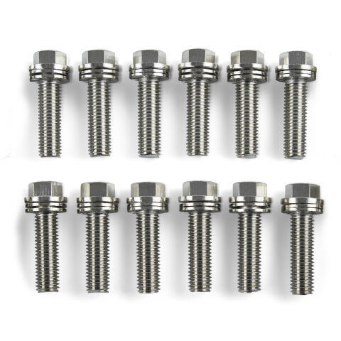 Wedge-Locking Header Bolts; Hex Head; M8 X .984in; Chevy LS; Nickel Plt; 12 Pcs