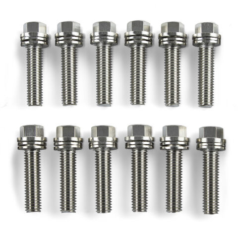 Wedge-Locking Header Bolts; Hex Head; M8 X 1.181in; Chevy LS; Nickel Plt; 12 Pcs