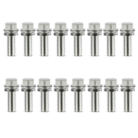 Wedge-Locking Header Bolts; Hex Head; 3/8 dia. X 3/4in Nickel Plated; 16 Pcs