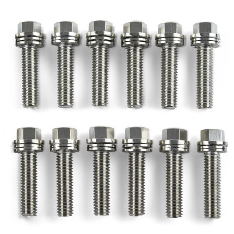 Wedge-Locking Header Bolts; Hex Head; 3/8 dia. X 1in Nickel Plated; 12 Pcs