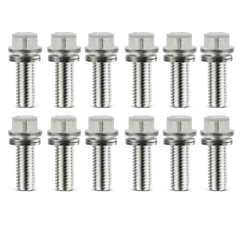 Wedge-Locking Header Bolts; Hex Head; 3/8 dia. X 3/4in Nickel Plated; 12 Pcs