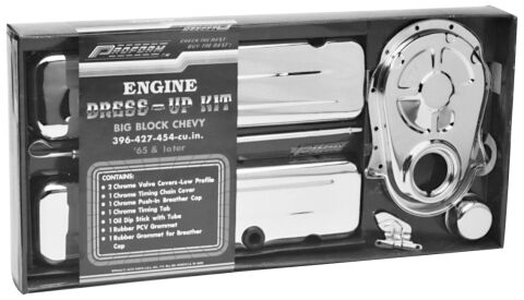 Engine Dress-Up Kit; Chrome Steel; Fits Big Block Chevy Engines