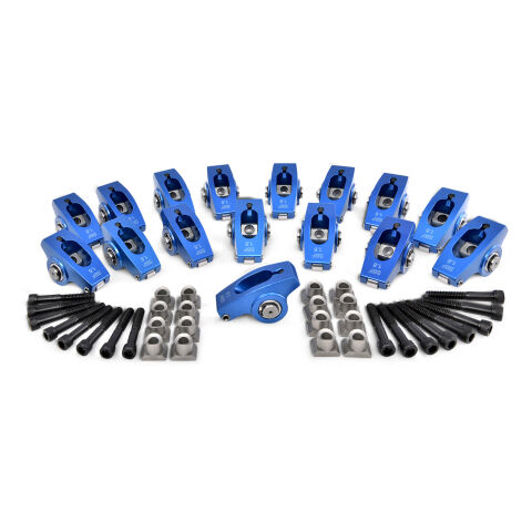 Roller Rocker Arm Set; 1.7 x8 and 1.6 x8 Ratio; 5/16 Bolt; Ped Mt; Ford 302/351W