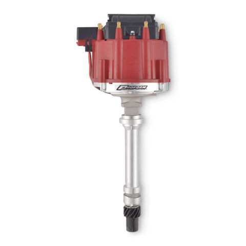 HEI Distributor; Racing Type w/o Vac-Adv; Red Cap; Polished; Chevy V8 Engines