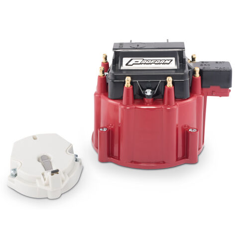 Engine Distributor GM HEI Coil; Cap and Rotor Kit; Red Cap