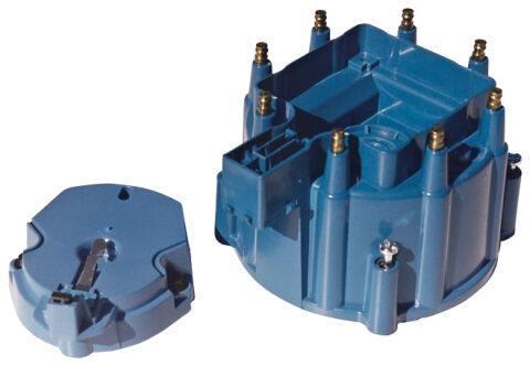 Engine Distributor Cap and Rotor Kit; Fits GM HEI Dist w/Internal Coil; Blue