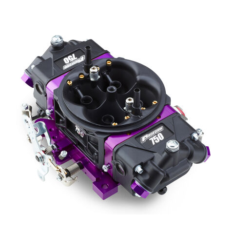 Black Race Series Carburetor; 750 CFM, Mechanical Secondary, Black & Purple