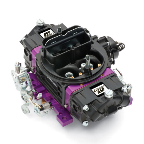Black Street Series Carburetor; 650 CFM, Mechanical Secondary, Black & Purple
