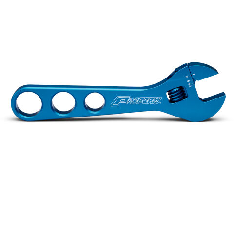 Adjustable AN Wrench; Fits -3AN to -8AN Size Fittings; Blue Anodized Aluminum