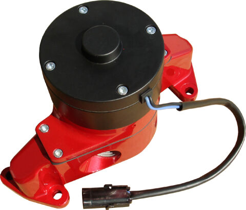 Electric Engine Water Pump; Aluminum; Red Powder Coat; Fits SB Ford Engines